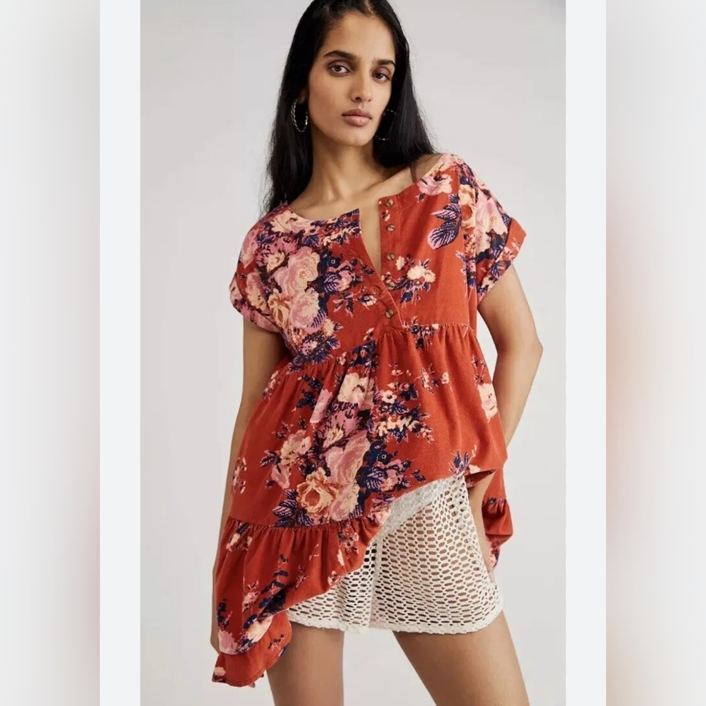 Free People Harper Floral Corduroy mini dress Size L